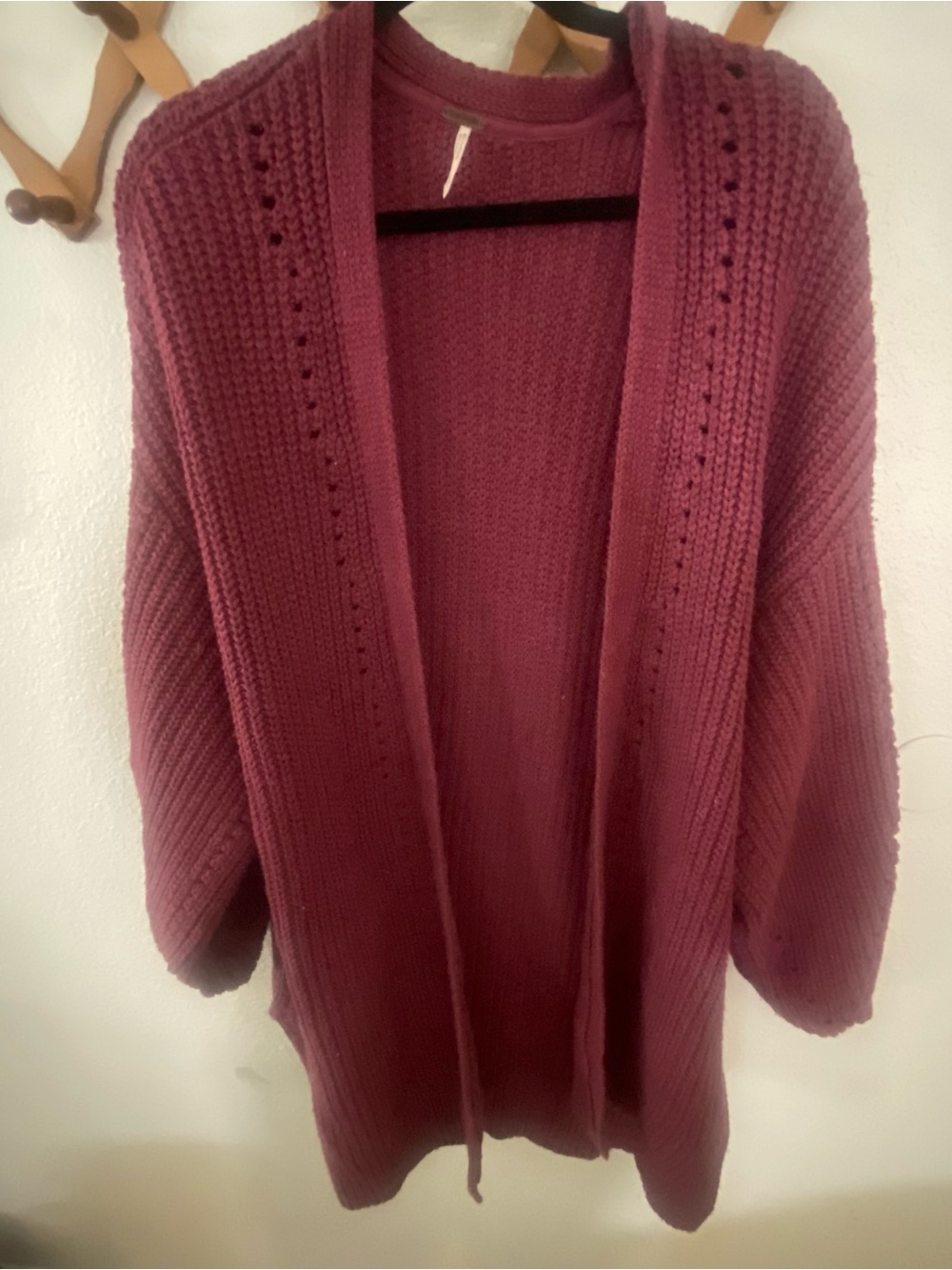 Free People thick  Open-Front Knit Cardigan in Berry